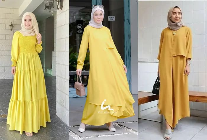 warna jilbab untuk gamis lemon